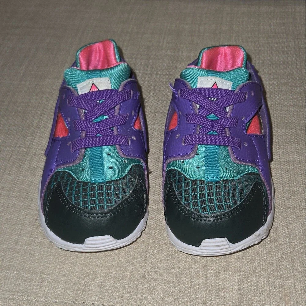 Nike Huarache Run Unisex Kids Purple/Teal/Pink Sneakers US 7C EU 23.5